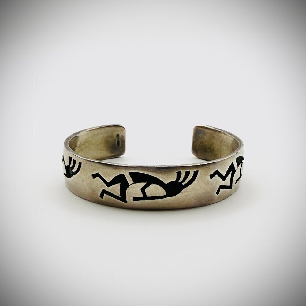 Nathan Fred Jr Kokopelli Hopi Sterling Cuff Bracelet